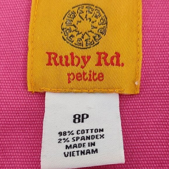 Ruby Rd Women’s Hot Pink Denim Stretchy Cotton Zipped Jacket Size 8P - Picture 8 of 9